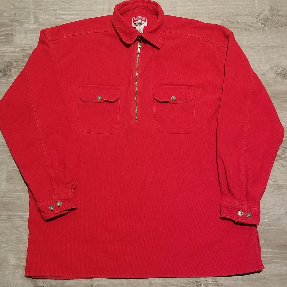 Vintage 90s Marlboro Unlimited Mens Corduroy 1/2 Zip Sweater Size Large